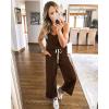 imagePRETTYGARDEN One Piece Jumpsuits for Women 2025 Summer Casual Drawstring Sleeveless Tank Romper Beach Vacation OutfitsZcoffee