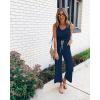 imagePRETTYGARDEN One Piece Jumpsuits for Women 2025 Summer Casual Drawstring Sleeveless Tank Romper Beach Vacation OutfitsZdark Blue