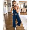 imagePRETTYGARDEN One Piece Jumpsuits for Women 2025 Summer Casual Drawstring Sleeveless Tank Romper Beach Vacation OutfitsZdark Blue