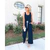 imagePRETTYGARDEN One Piece Jumpsuits for Women 2025 Summer Casual Drawstring Sleeveless Tank Romper Beach Vacation OutfitsZdark Blue