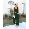 imagePRETTYGARDEN One Piece Jumpsuits for Women 2025 Summer Casual Drawstring Sleeveless Tank Romper Beach Vacation OutfitsZdark Green