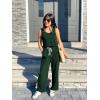 imagePRETTYGARDEN One Piece Jumpsuits for Women 2025 Summer Casual Drawstring Sleeveless Tank Romper Beach Vacation OutfitsZdark Green