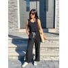 imagePRETTYGARDEN One Piece Jumpsuits for Women 2025 Summer Casual Drawstring Sleeveless Tank Romper Beach Vacation OutfitsZdark Grey