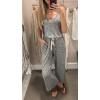 imagePRETTYGARDEN One Piece Jumpsuits for Women 2025 Summer Casual Drawstring Sleeveless Tank Romper Beach Vacation OutfitsZgrey