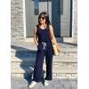 imagePRETTYGARDEN One Piece Jumpsuits for Women 2025 Summer Casual Drawstring Sleeveless Tank Romper Beach Vacation OutfitsZnavy