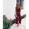 imagePRETTYGARDEN One Piece Jumpsuits for Women 2025 Summer Casual Drawstring Sleeveless Tank Romper Beach Vacation OutfitsZwine Red