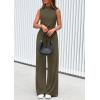 imagePRETTYGARDEN Spring Jumpsuits for Women Casual Dressy 2025 One Piece Outfits Sleeveless Mock Neck Wide Leg Pants RompersArmy Green