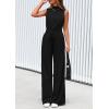 imagePRETTYGARDEN Spring Jumpsuits for Women Casual Dressy 2025 One Piece Outfits Sleeveless Mock Neck Wide Leg Pants RompersBlack