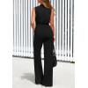 imagePRETTYGARDEN Spring Jumpsuits for Women Casual Dressy 2025 One Piece Outfits Sleeveless Mock Neck Wide Leg Pants RompersBlack