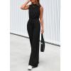 imagePRETTYGARDEN Spring Jumpsuits for Women Casual Dressy 2025 One Piece Outfits Sleeveless Mock Neck Wide Leg Pants RompersBlack
