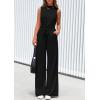 imagePRETTYGARDEN Spring Jumpsuits for Women Casual Dressy 2025 One Piece Outfits Sleeveless Mock Neck Wide Leg Pants RompersBlack