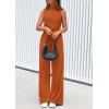 imagePRETTYGARDEN Spring Jumpsuits for Women Casual Dressy 2025 One Piece Outfits Sleeveless Mock Neck Wide Leg Pants RompersBrick Red