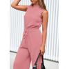 imagePRETTYGARDEN Spring Jumpsuits for Women Casual Dressy 2025 One Piece Outfits Sleeveless Mock Neck Wide Leg Pants RompersDusty Pink