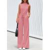 imagePRETTYGARDEN Spring Jumpsuits for Women Casual Dressy 2025 One Piece Outfits Sleeveless Mock Neck Wide Leg Pants RompersDusty Pink