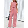 imagePRETTYGARDEN Spring Jumpsuits for Women Casual Dressy 2025 One Piece Outfits Sleeveless Mock Neck Wide Leg Pants RompersDusty Pink