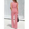 imagePRETTYGARDEN Spring Jumpsuits for Women Casual Dressy 2025 One Piece Outfits Sleeveless Mock Neck Wide Leg Pants RompersDusty Pink