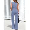imagePRETTYGARDEN Spring Jumpsuits for Women Casual Dressy 2025 One Piece Outfits Sleeveless Mock Neck Wide Leg Pants RompersHaze Blue
