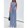 imagePRETTYGARDEN Spring Jumpsuits for Women Casual Dressy 2025 One Piece Outfits Sleeveless Mock Neck Wide Leg Pants RompersHaze Blue
