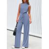 imagePRETTYGARDEN Spring Jumpsuits for Women Casual Dressy 2025 One Piece Outfits Sleeveless Mock Neck Wide Leg Pants RompersHaze Blue