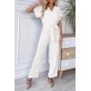 imagePRETTYGARDEN Womens One Piece Jumpsuits Dressy Casual Summer Short Sleeve Wrap V Neck Belted Wide Leg Pants RomperWhite