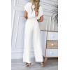imagePRETTYGARDEN Womens One Piece Jumpsuits Dressy Casual Summer Short Sleeve Wrap V Neck Belted Wide Leg Pants RomperWhite