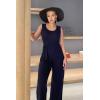 imagePRETTYGARDEN Sleeveless Tank Wide Leg One Piece Jumpsuits 2025 Spring Summer Travel Airport Outfits Casual Pants RompersNavy
