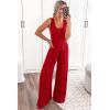 imagePRETTYGARDEN Sleeveless Tank Wide Leg One Piece Jumpsuits 2025 Spring Summer Travel Airport Outfits Casual Pants RompersRed