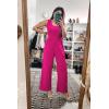imagePRETTYGARDEN Sleeveless Tank Wide Leg One Piece Jumpsuits 2025 Spring Summer Travel Airport Outfits Casual Pants RompersRose Red