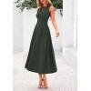 imagePRETTYGARDEN Spring Casual Dresses for Women 2025 Summer Business Work Midi Sleeveless A Line Pleated Cocktail DressArmy Green