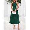imagePRETTYGARDEN Spring Casual Dresses for Women 2025 Summer Business Work Midi Sleeveless A Line Pleated Cocktail DressDark Green