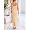 imagePRETTYGARDEN Spring Dresses for Women 2025 Summer Resort Wear Sexy Bodycon Sundress Spaghetti Strap Vacation Maxi DressApricot