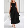 imagePRETTYGARDEN Womens 2025 Summer Sleeveless Midi Dress Scoop Neck A Line Smocked Ruffle Tiered Layered Beach Vacation DressesBlack