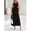 imagePRETTYGARDEN Womens 2025 Summer Sleeveless Midi Dress Scoop Neck A Line Smocked Ruffle Tiered Layered Beach Vacation DressesBlack