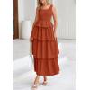 imagePRETTYGARDEN Womens 2025 Summer Sleeveless Midi Dress Scoop Neck A Line Smocked Ruffle Tiered Layered Beach Vacation DressesBrick Red