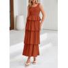 imagePRETTYGARDEN Womens 2025 Summer Sleeveless Midi Dress Scoop Neck A Line Smocked Ruffle Tiered Layered Beach Vacation DressesBrick Red