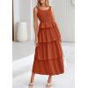imagePRETTYGARDEN Womens 2025 Summer Sleeveless Midi Dress Scoop Neck A Line Smocked Ruffle Tiered Layered Beach Vacation DressesBrick Red