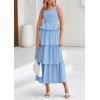 imagePRETTYGARDEN Womens 2025 Summer Sleeveless Midi Dress Scoop Neck A Line Smocked Ruffle Tiered Layered Beach Vacation DressesLight Blue