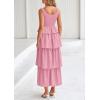 imagePRETTYGARDEN Womens 2025 Summer Sleeveless Midi Dress Scoop Neck A Line Smocked Ruffle Tiered Layered Beach Vacation DressesPink