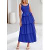 imagePRETTYGARDEN Womens 2025 Summer Sleeveless Midi Dress Scoop Neck A Line Smocked Ruffle Tiered Layered Beach Vacation DressesRoyal Blue
