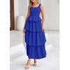 imagePRETTYGARDEN Womens 2025 Summer Sleeveless Midi Dress Scoop Neck A Line Smocked Ruffle Tiered Layered Beach Vacation DressesRoyal Blue