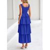 imagePRETTYGARDEN Womens 2025 Summer Sleeveless Midi Dress Scoop Neck A Line Smocked Ruffle Tiered Layered Beach Vacation DressesRoyal Blue