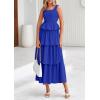 imagePRETTYGARDEN Womens 2025 Summer Sleeveless Midi Dress Scoop Neck A Line Smocked Ruffle Tiered Layered Beach Vacation DressesRoyal Blue