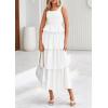 imagePRETTYGARDEN Womens 2025 Summer Sleeveless Midi Dress Scoop Neck A Line Smocked Ruffle Tiered Layered Beach Vacation DressesWhite