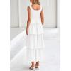imagePRETTYGARDEN Womens 2025 Summer Sleeveless Midi Dress Scoop Neck A Line Smocked Ruffle Tiered Layered Beach Vacation DressesWhite