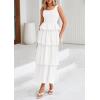 imagePRETTYGARDEN Womens 2025 Summer Sleeveless Midi Dress Scoop Neck A Line Smocked Ruffle Tiered Layered Beach Vacation DressesWhite