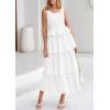 imagePRETTYGARDEN Womens 2025 Summer Sleeveless Midi Dress Scoop Neck A Line Smocked Ruffle Tiered Layered Beach Vacation DressesWhite
