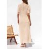 imagePRETTYGARDEN Womens Eyelet Cover Up Dress 2025 Summer Vacation Resort Maxi Dresses Beach Short Sleeve Hollow Out SundressApricot