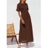 imagePRETTYGARDEN Womens Eyelet Cover Up Dress 2025 Summer Vacation Resort Maxi Dresses Beach Short Sleeve Hollow Out SundressBrown