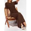 imagePRETTYGARDEN Womens Eyelet Cover Up Dress 2025 Summer Vacation Resort Maxi Dresses Beach Short Sleeve Hollow Out SundressBrown