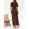 imagePRETTYGARDEN Womens Eyelet Cover Up Dress 2025 Summer Vacation Resort Maxi Dresses Beach Short Sleeve Hollow Out SundressBrown